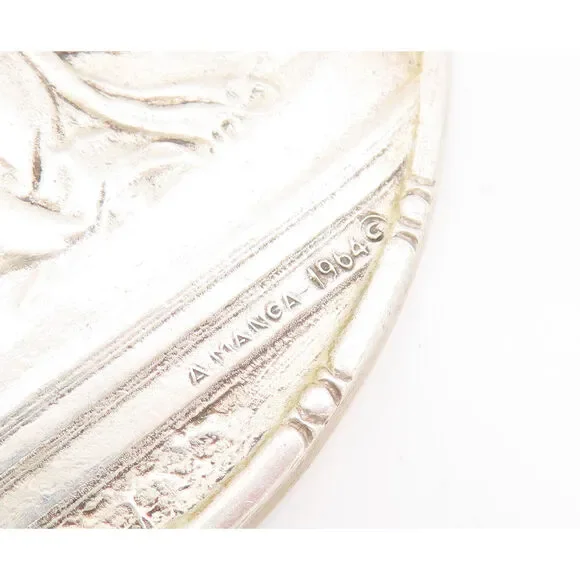 925 Sterling Silver Vintage TOWLE 1964 MICHELANGELO Carved Heavy Coin TR3679